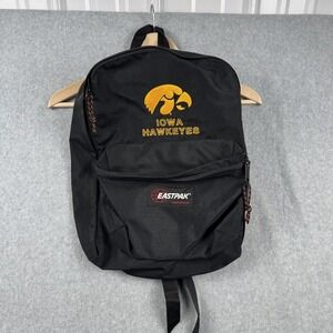 Vintage Eastpak Backpack Iowa‎ Hawkeyes Black Made in USA Embroidered Canvas